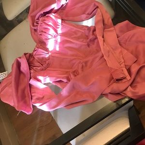 Puffer sleeve hot pink dress